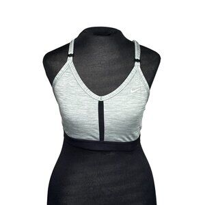 Nike Dri-Fit Gray & Black Sports Bra Size L Polyester Spandex Adjustable Straps